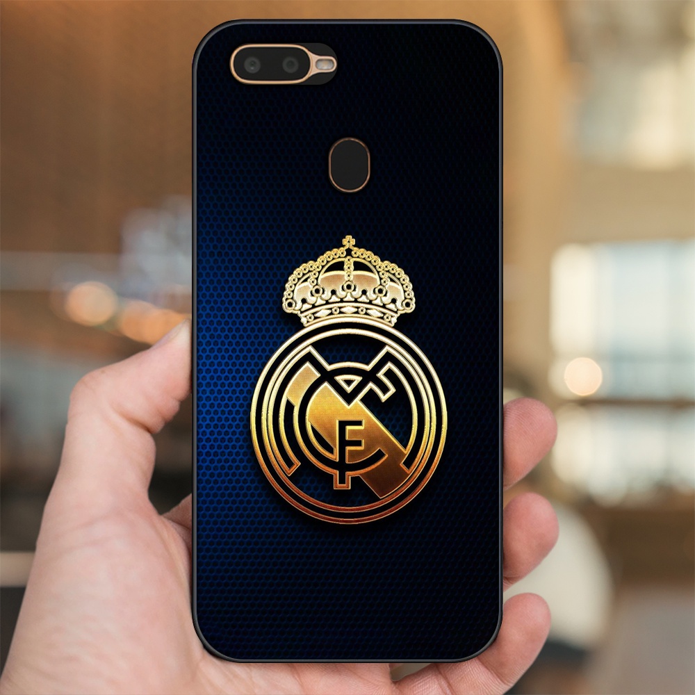 Ốp lưng Oppo A5S, A7, A12, F9 viền đen in hình Real Madrid
