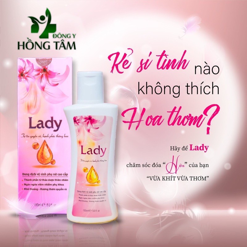 Dung Dịch Vệ Sinh Lady (150ml) kết hợp hương nước hoa vùng kín, ngừa viêm tái tạo trẻ hóa vùng kín, hết ngứa,thoải mái