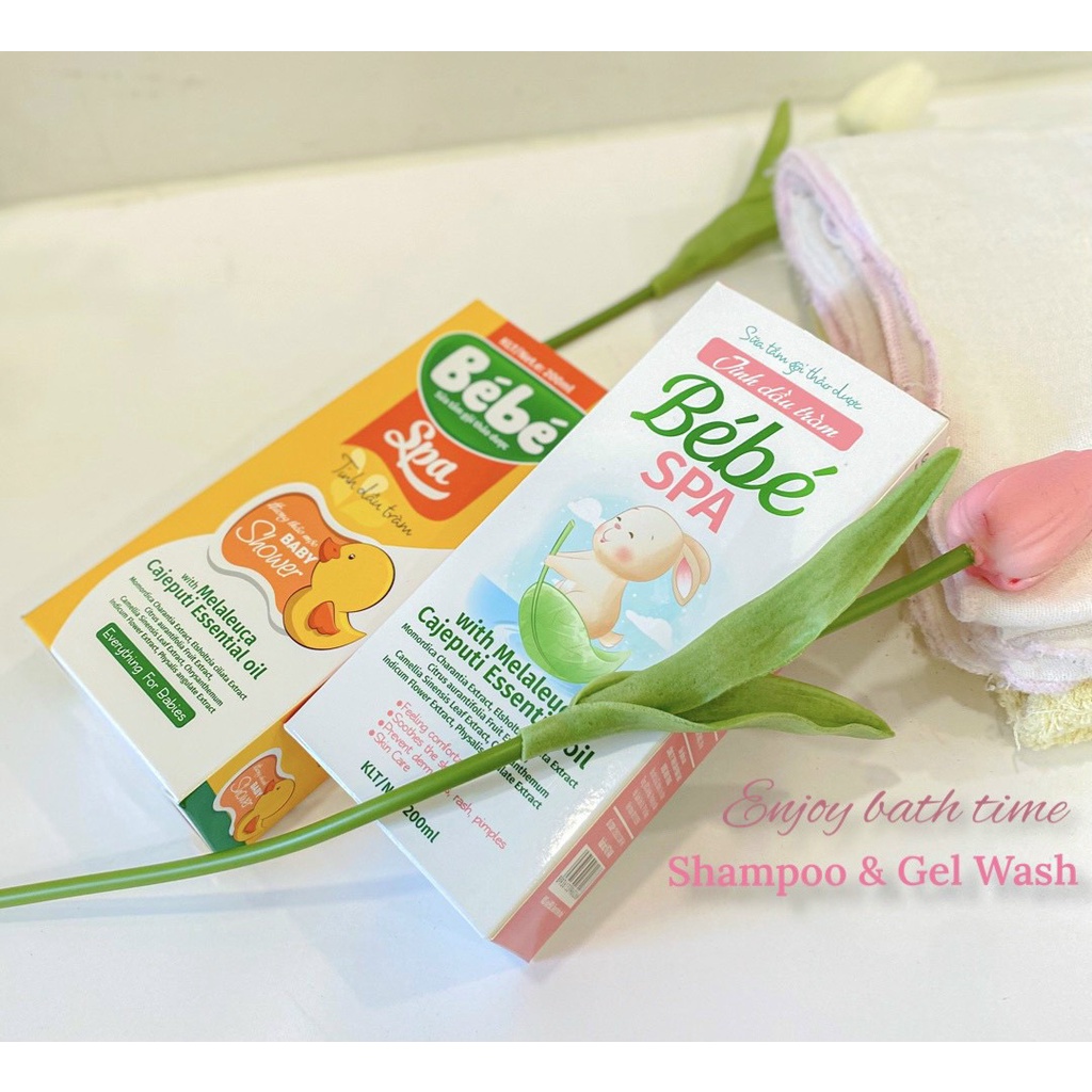 sữa tắm gội thảo dược Bebe spa - tinh dầu tràm hương thảo mộc baby shower cho bé ( lọ 200ml )