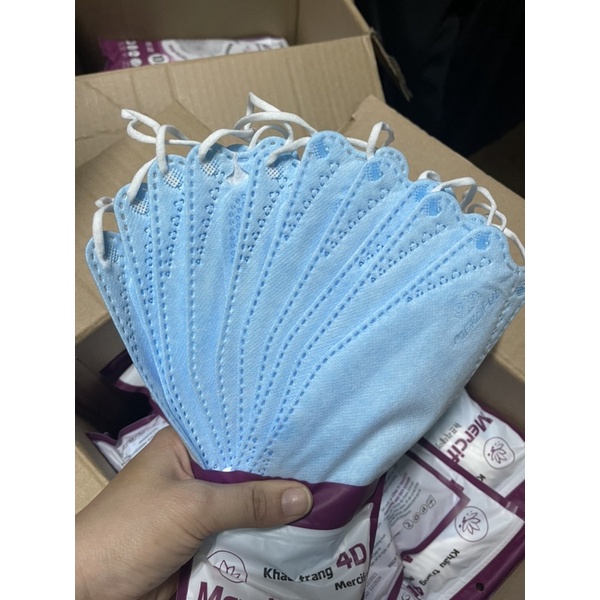 1 thùng 300 chiếc Khẩu Trang Cá 4D Kháng Khuẩn 4 Lớp KF94 Ôm Sát Mặt Lọc Bụi Mịn An Toàn - Merciful- Màu Xanh Dễ Thương