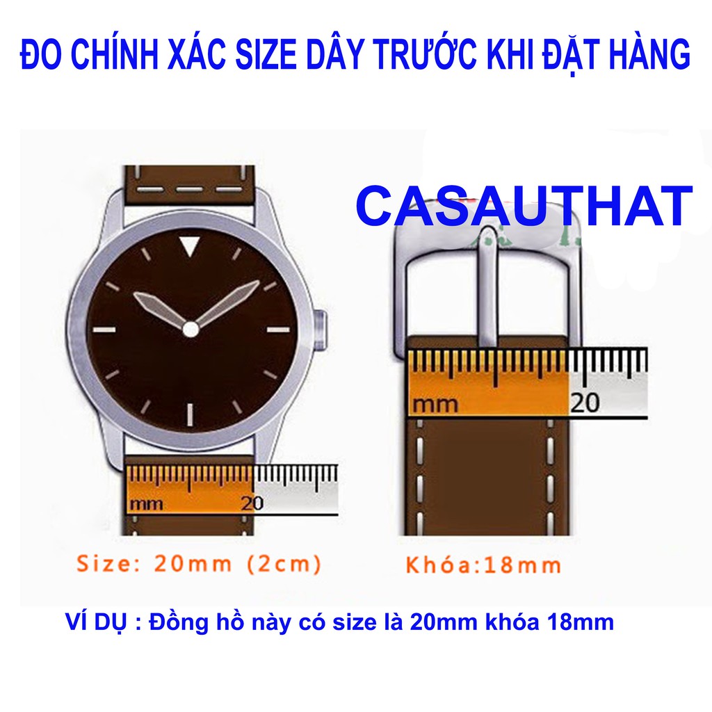 Dây Đồng Hồ Nam Nữ, Dây Da Đồng Hồ Cá Sấu Cao Cấp Hoàn Thiện Thủ Công Gắn Kèm Khóa, CHỐT THÔNG MINH Có Phiếu Bảo Hành