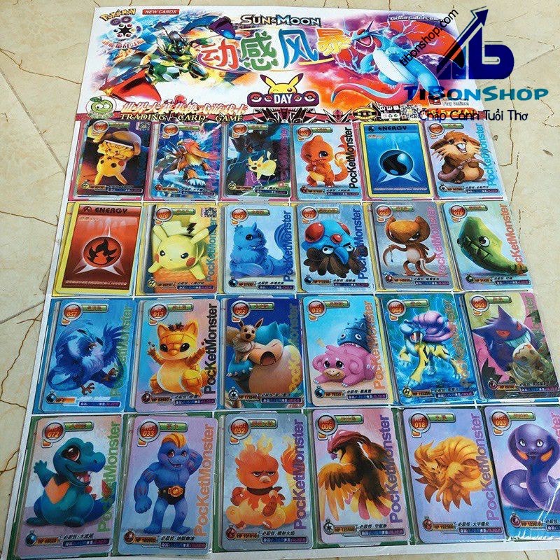 Vỉ 24 xấp bài pokemon kéo búa bao