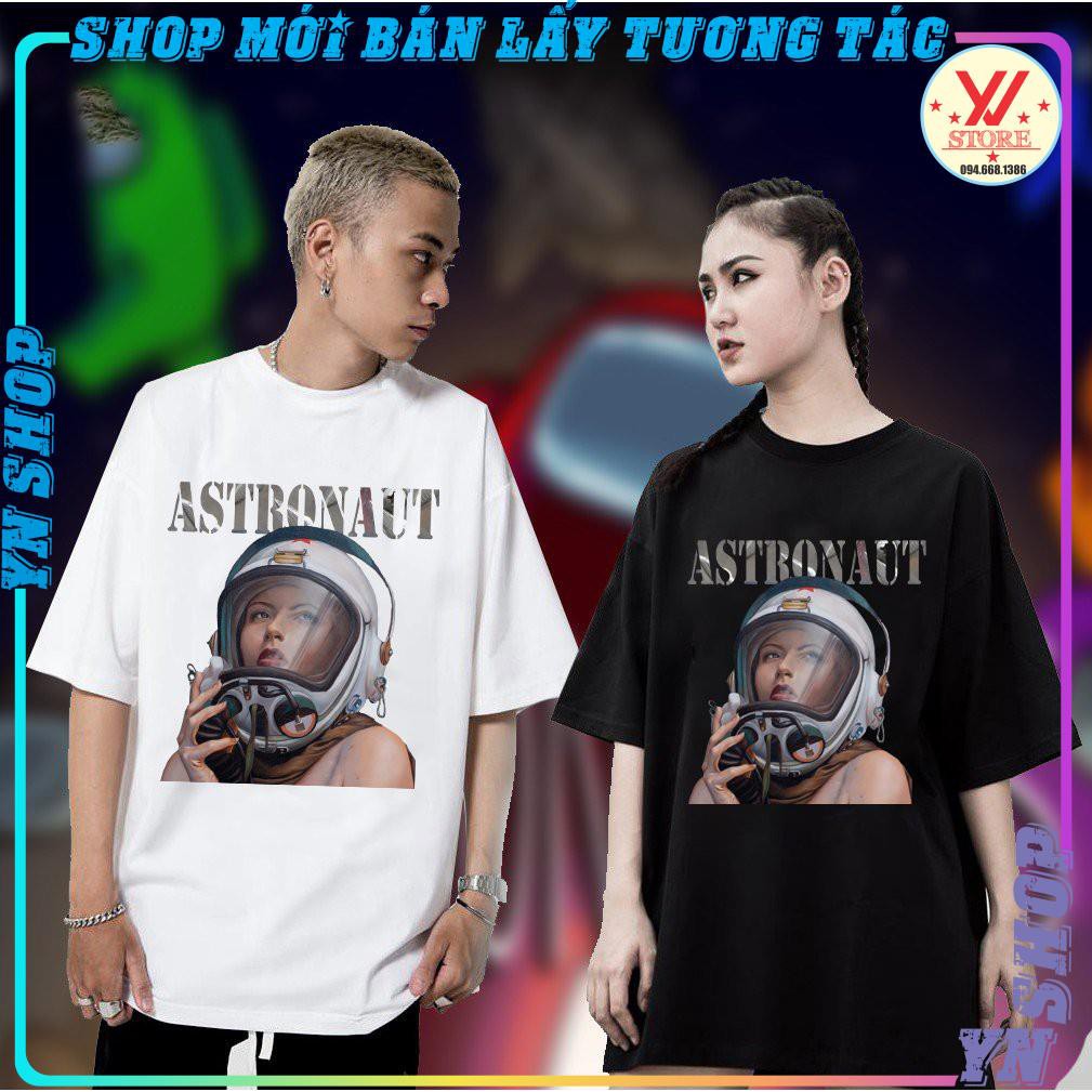 Áo thun tay lỡ cô gái phi hành gia, áo phông ,T-shirt nam nữ form rộng unisex phong cách ulzzang