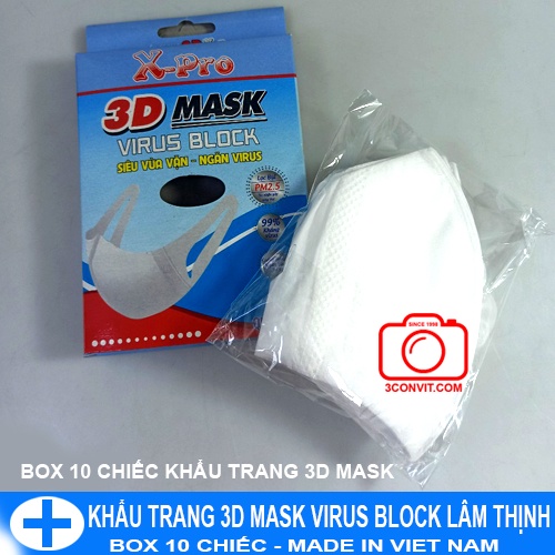 Hộp 10 khẩu trang 3D Mask Virus Block công nghệ dập NB Unicharm Lâm Thịnh