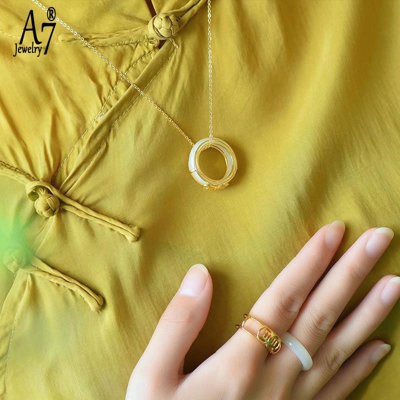 Nhẫn Mạ Vàng 18K Đính Đá A7Jade Cho Nam Nữ