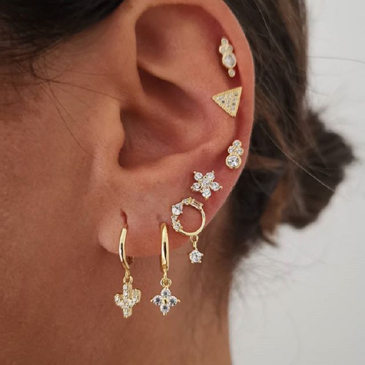Set 6 khuyên tai hình xương rồng đính đá thời trang cho nữ