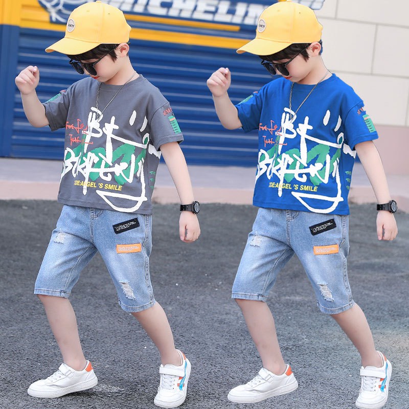 CT1622 - Set áo và quần jean ngắn bé trai hàng nhập - giá 290k