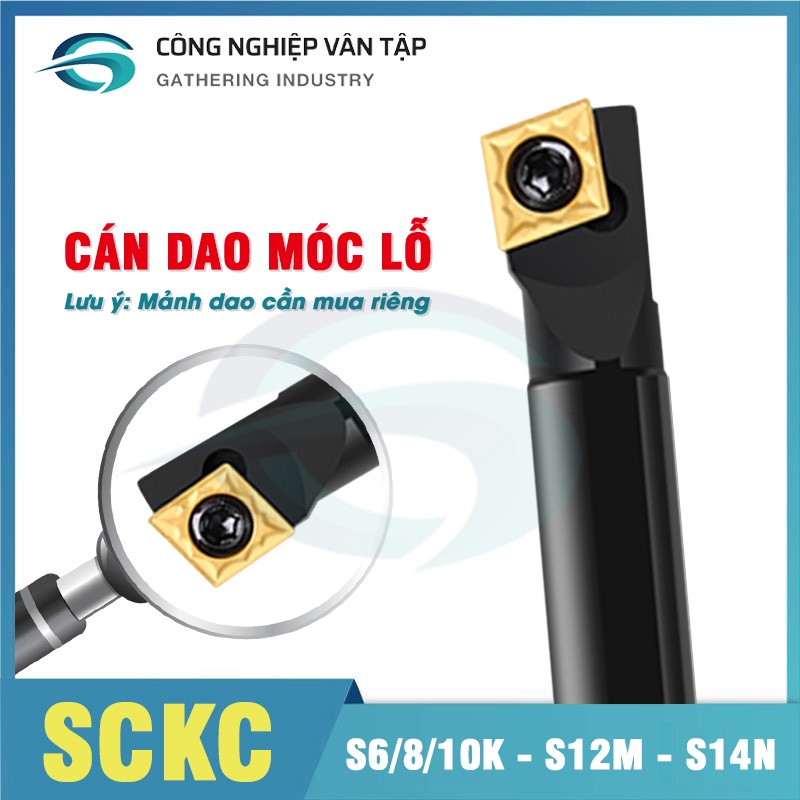 Cán dao móc lỗ S10K/S08K/S12M/S12M/S16Q/S14N/S20R-SCKC R09 kèm đai ốc, góc cắt 75 độ