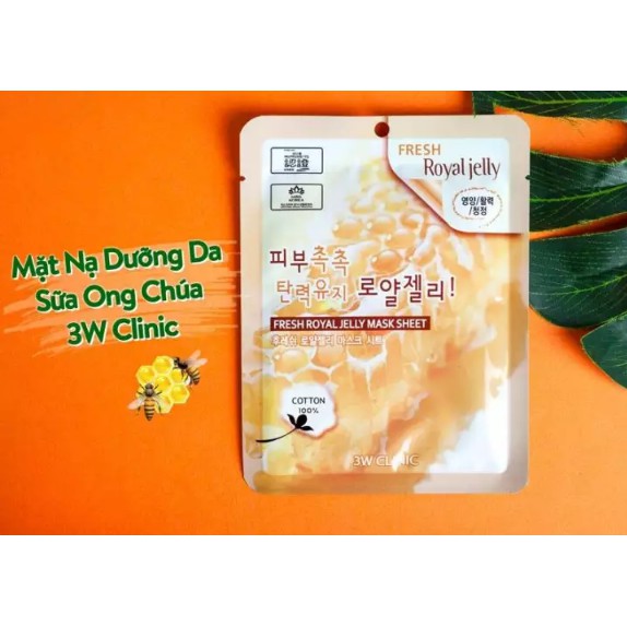 Mặt nạ Sữa ong Chúa dưỡng da ngừa lão hóa 3W Clinic Fresh Royal Jelly Mask Sheet 23ml - Hàn Quốc Chính Hãng