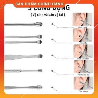 Bộ 5 Dụng Cụ Lấy Ráy Tai iNox (Hộp Nhựa)