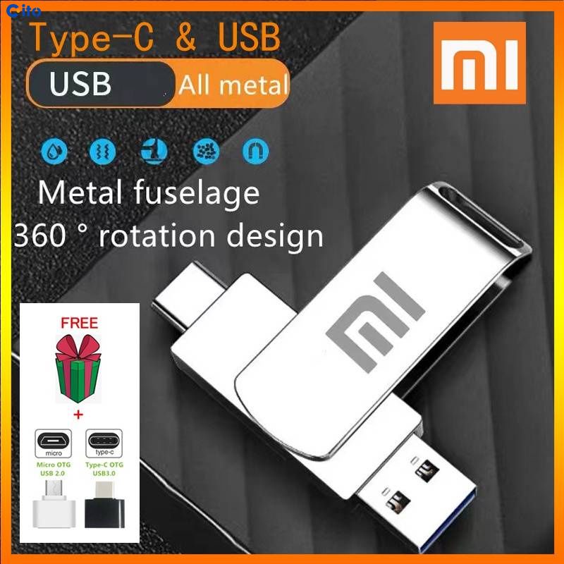 Tốc độ cao XIAOMI OTG kim loại Pendrive 2TB 1TB 512G 256G 128 GB 64G 32G 16G 8G Loại-C USB kép Pendrive USB OTG Ổ Đĩa Flash