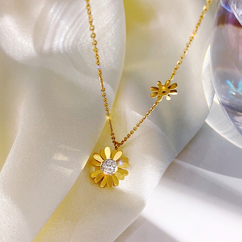 Dây chuyền nữ chất liệu titan không gỉ mặt hình hoa cúc nhí xinh xắn dễ thương phong cách hàn quốc ngọt ngào