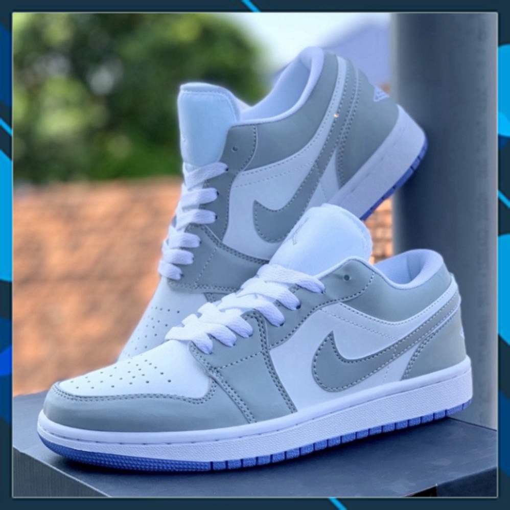 Giày jordan xám đế xanh, Jordan 1 cổ thấp nam nữ, Giày JD air xám xanh.giày jd xám xanh hot 2022.giày sneakers