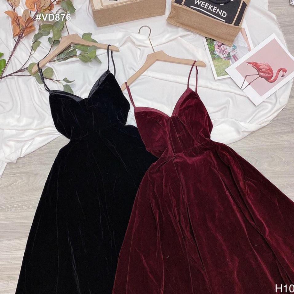 💝 FREESHIP 💝 Đầm Dự Tiệc Váy nhung 2 dây xinh lung linh VD876 [Mẫu Mới Hè 2021] | BigBuy360 - bigbuy360.vn