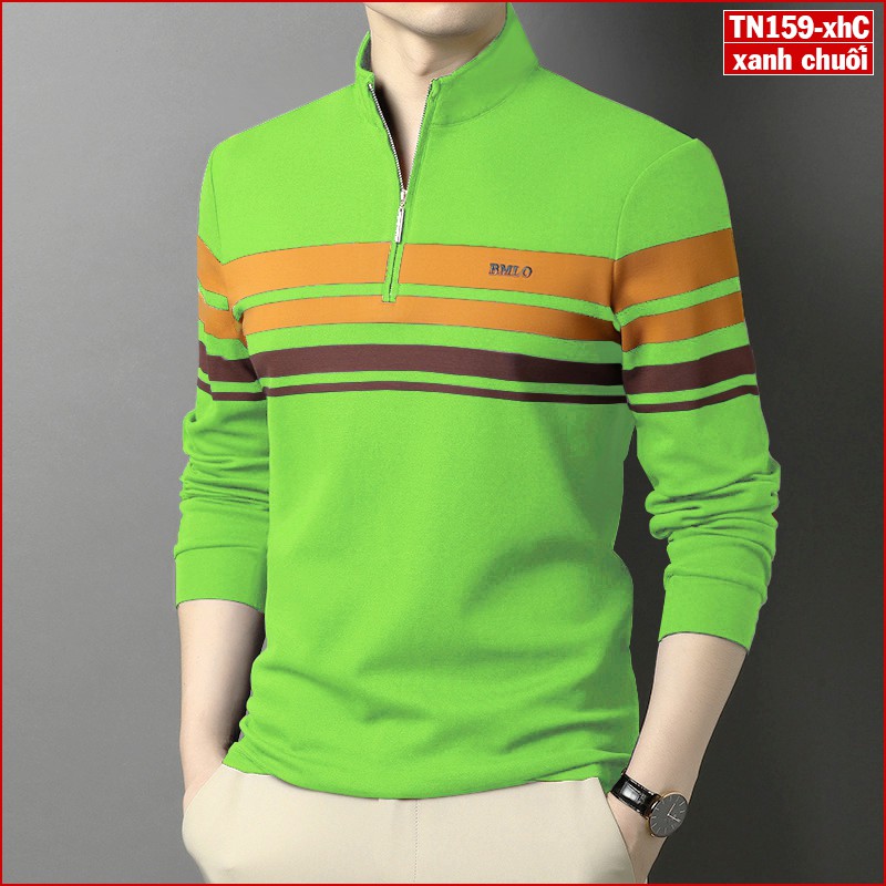 [XÃ KHO] Áo thun nam tay dài TN159 có khoá kéo vải sợi tre tổng hợp thân thiện với môi trường | BigBuy360 - bigbuy360.vn