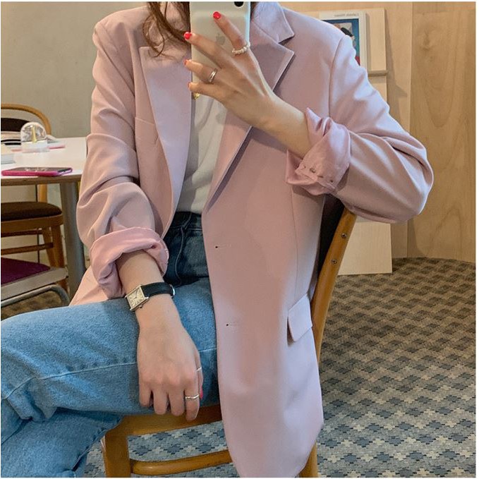 Áo Khoác Blazer Hồng Trơn Dory&Pony BASIC KOREAN STYLE - AK112 | BigBuy360 - bigbuy360.vn