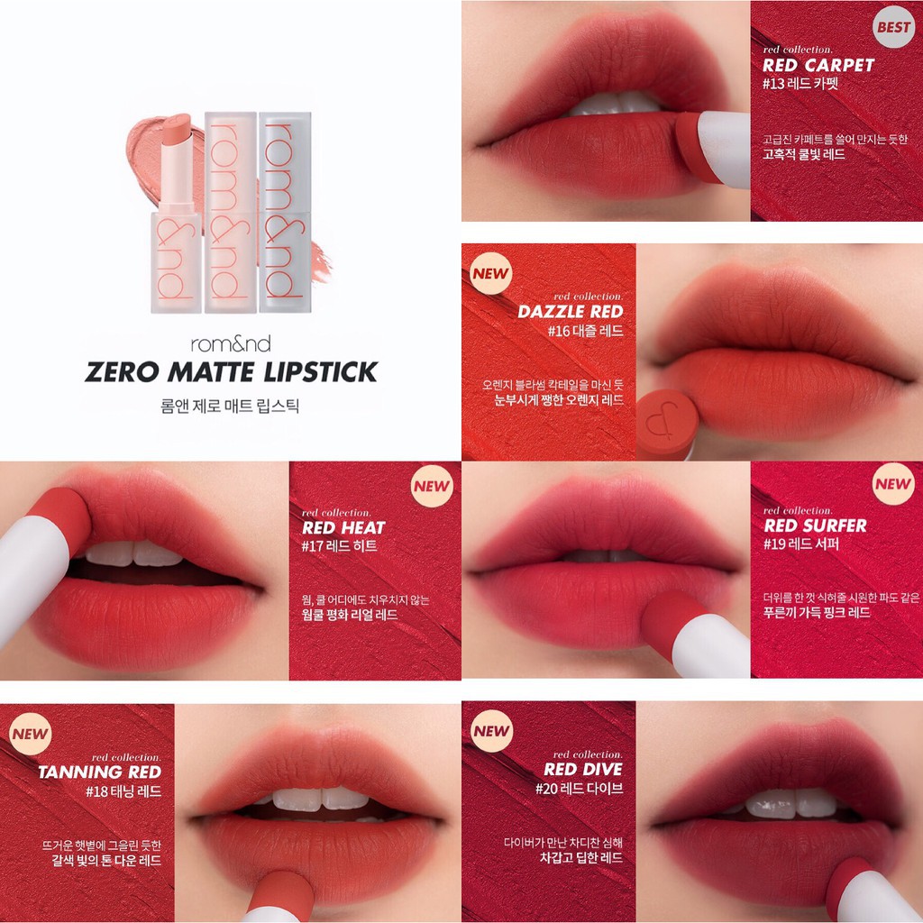  Son Thỏi Siêu Mịn Romand New Zero Matte Lipstick Shell Beach Nude Collection