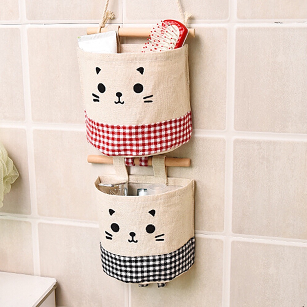Túi Đựng Đồ Treo Tường Bằng Vải Lanh Cotton In Họa Tiết Hoạt Hình