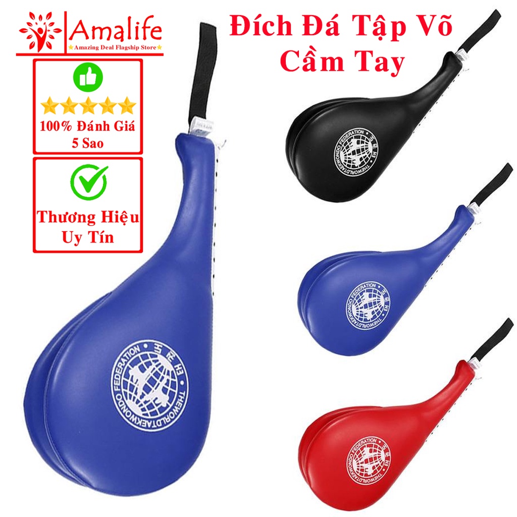 Đích Đá Tập Võ Thuật Cầm Tay Taekwondo, Vovinam, Karatedo Bằng Da PU Cao Cấp Cho Trẻ Em và Người Lớn   Amalife