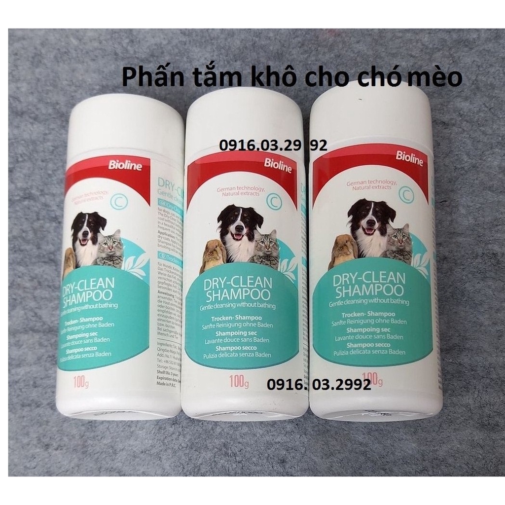 Phấn tắm khô chó mèo Bioline