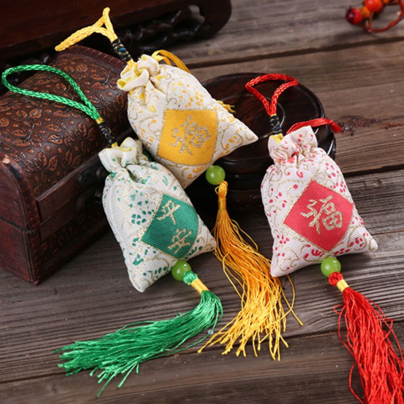 Túi Thơm Treo Xe Hơi Họa Tiết Hoa Oải Hương Phong Cách Trung Hoa