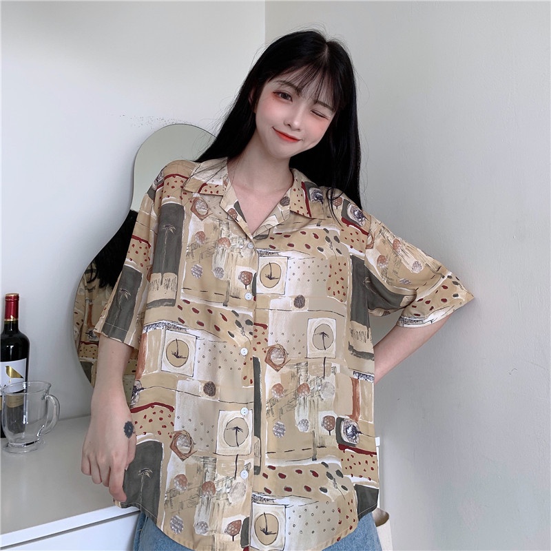 NRVP Áo Sơ Mi Dáng Rộng Thời Trang Hàn Quốc Cá Tính Cho Nữ