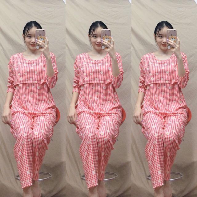 (Chọn mẫu)Bộ đồ quần áo lanh lụa dài tay mặc bầu, cho con bú sau sinh
