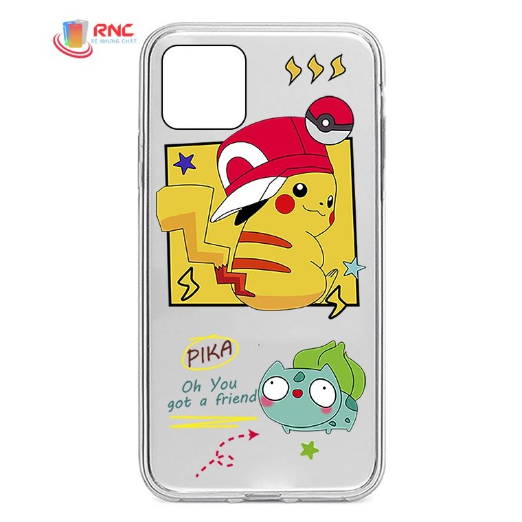 Ốp lưng Iphone 5G/5S/6G/6S+/11/12/11 Pro/... dẻo trong in hình Pokemon