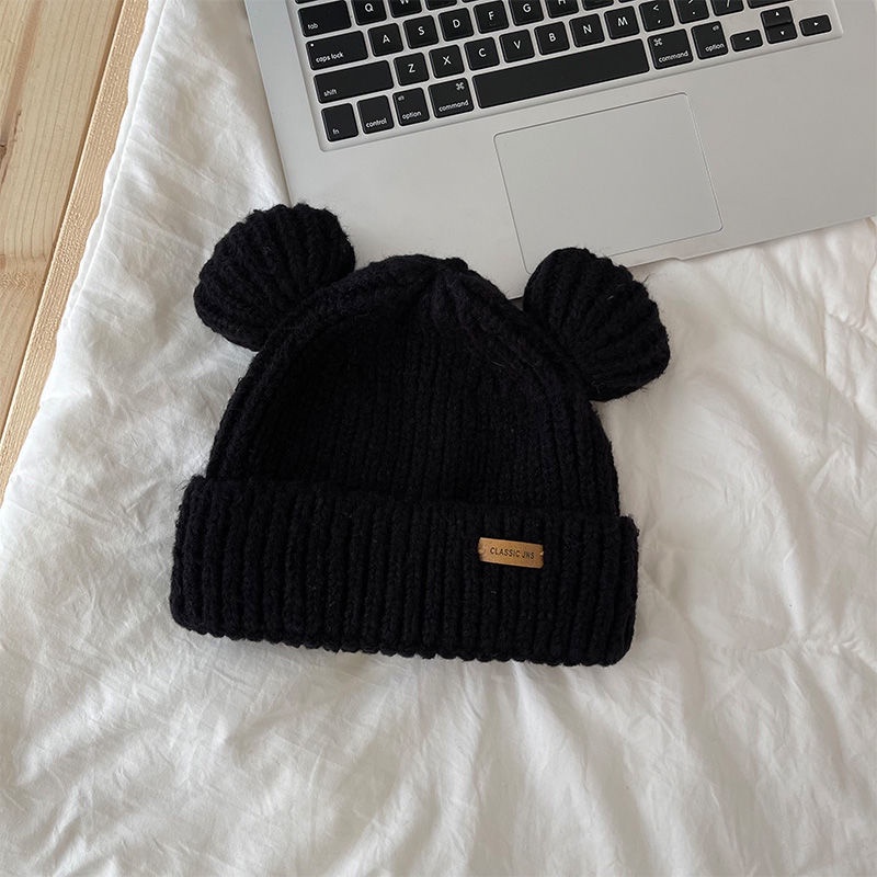 Mũ Len Dệt Kim Dày Dặn Đính Tai Thỏ Dễ Thương Xinh Xắn Thời Trang Thu Đông Nhật Bản Cho Nữ