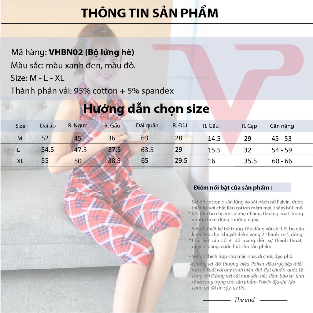 Đồ bộ nữ PALVIN, bộ đồ thun đẹp, cổ V đổ, mặc nhà - VHBN02