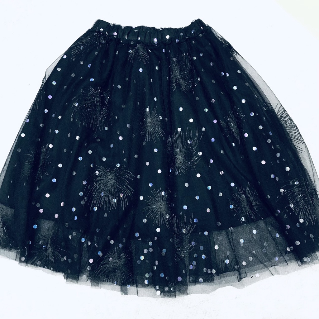Chân váy ren Quảng Châu dáng dài cho bé gái, ren lưới xếp ly, xoè xếp nhiều tầng có size cho bé 5-12 tuổi ( 20-40kg)