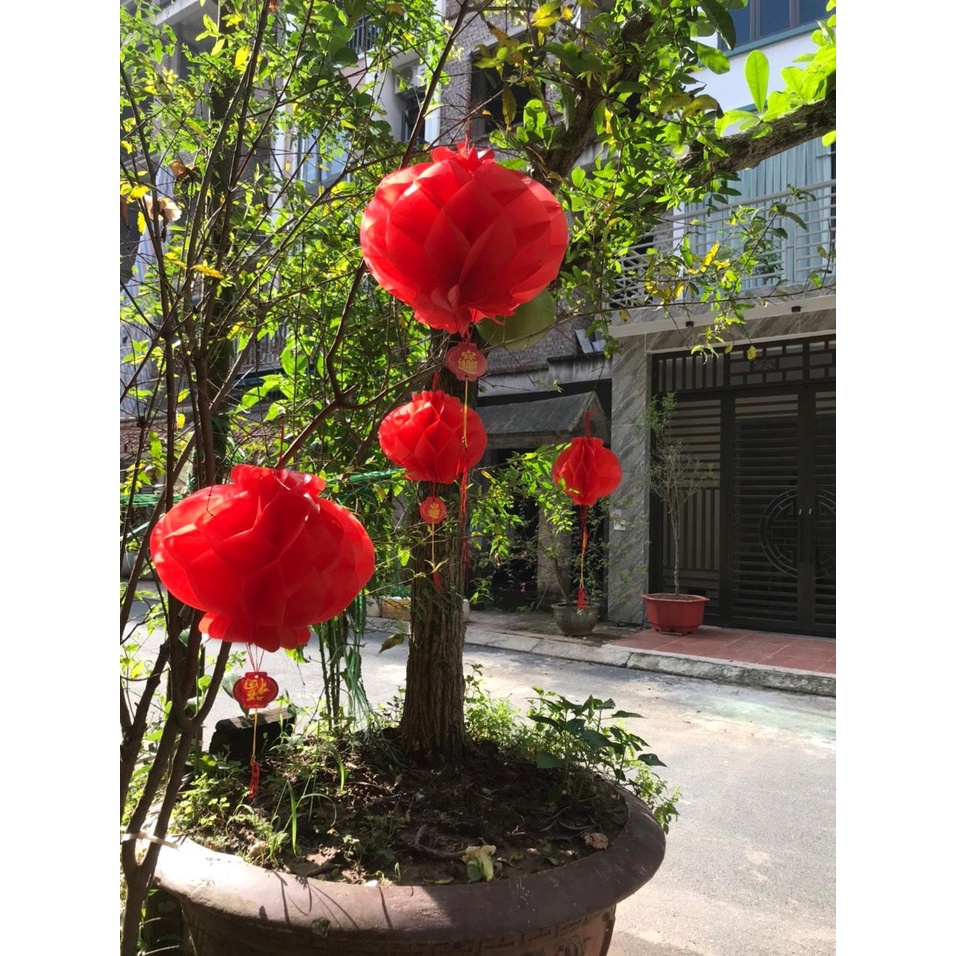 Đèn tổ ong đỏ trang trí tết lễ hội tiệc tùng, khai xuân, khai trương may mắn, lộc phát