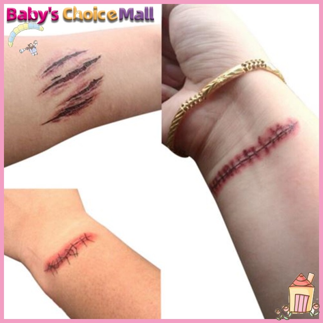 Miếng Dán Hình Xăm Giả Vết Thương Máu Giả Chống Thấm Nước Trang Điểm Halloween RC2251 10.56CM