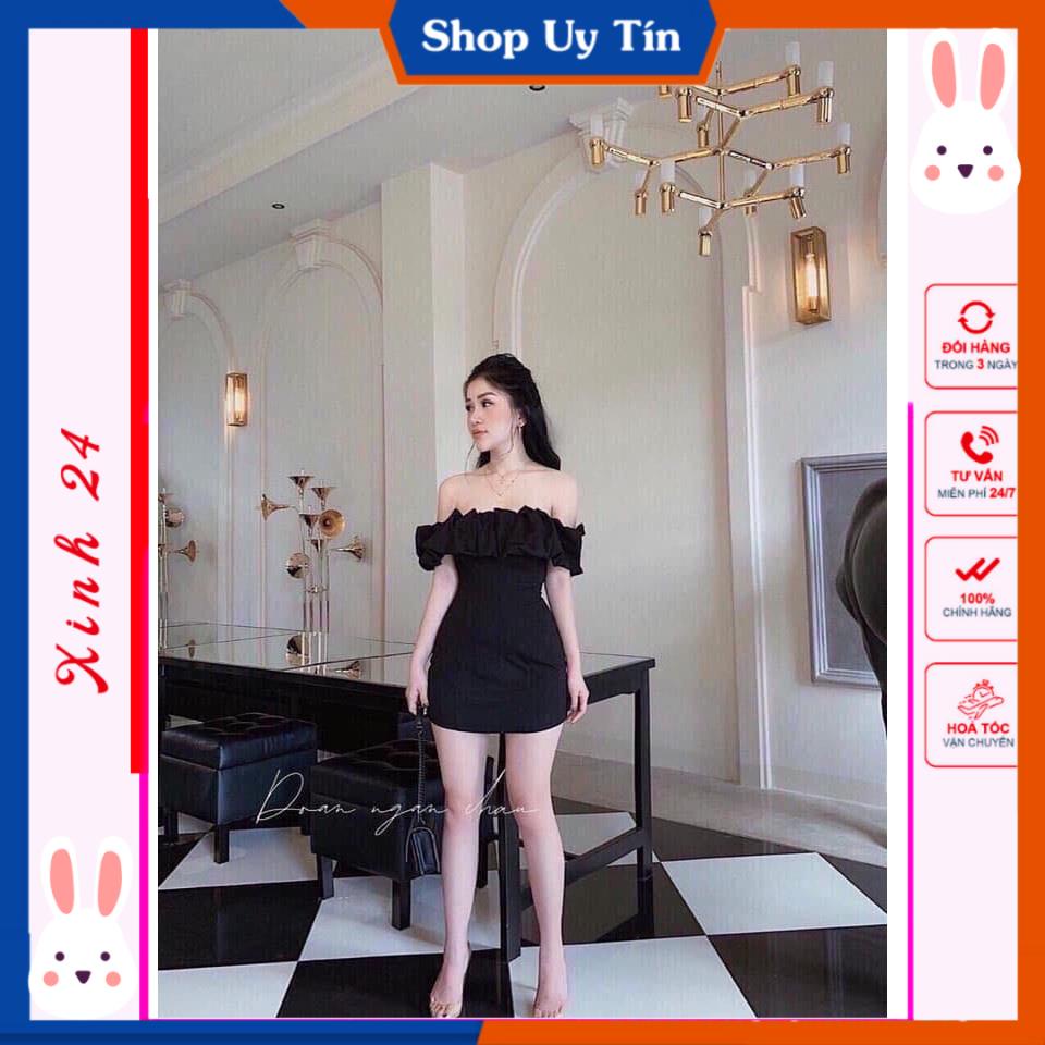 Váy body cá tính trễ vai xếp ly có mút ngực tôn dáng thời trang thiết kế Xinh 24 | BigBuy360 - bigbuy360.vn