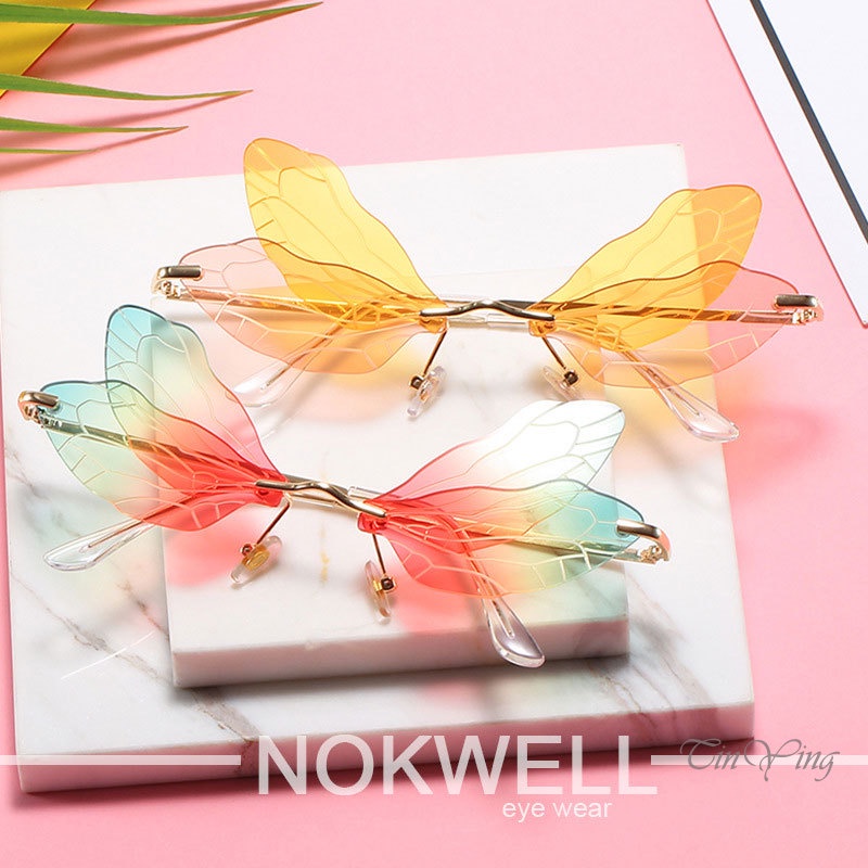 GETNOIVAS Kính mát tròng trong suốt không viền thời trang cho nữ