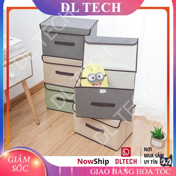 Hộp túi vải đựng đồ thùng đựng quần áo đồ lót đồ chơi bằng vải cứng, có nắp đậy không cần tủ tiện dụng HV01 DL TECH