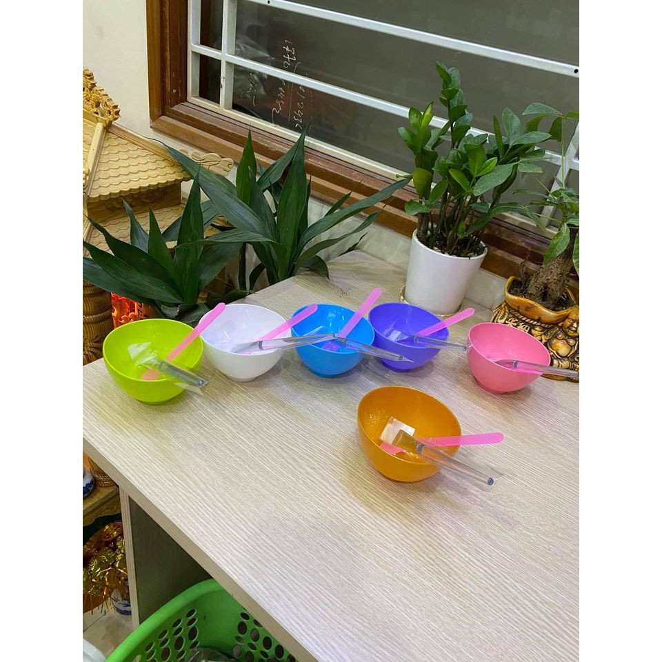 Combo bát, thìa, chổi gỗ đắp mặt nạ spa làm đẹp