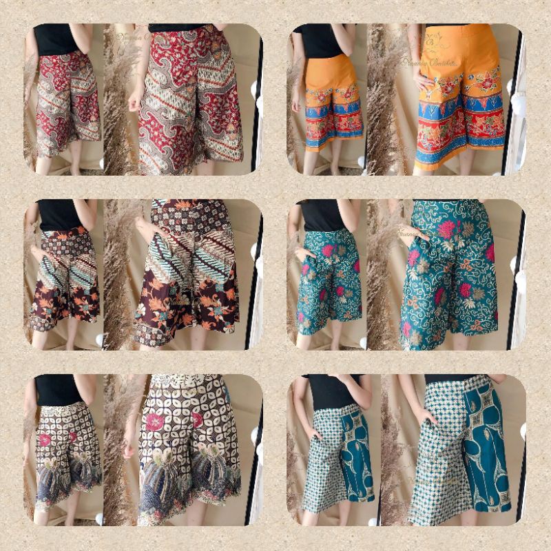 Quần Culotes Batik Ngắn 7 / 8 Thời Trang Cho Nữ