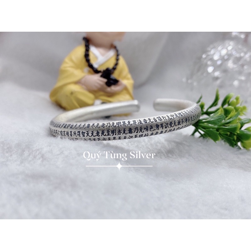 Vòng tay bạc cho nam nữ khắc bát nhã tâm kinh bạc 9999 phân khúc hàng cao cấp