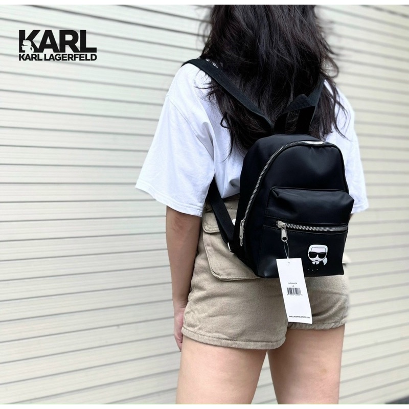 TNS - Balo form vuông  Karlie Backpack--tone đen phối logo Karlie trẻ trung cá tính