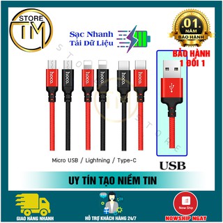 Cáp sạc nhanh dây dù hoco x14 iphone/ipad/androi chính hãng 1m - bảo hành đổi mới