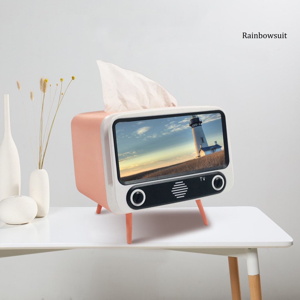 RB- Phone Holder TV Shape Multifunctional Bracket Creative Tissue Box Bedroom