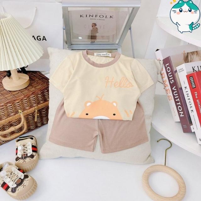Bộ Quần Áo Bé Trai Bé Gái Cộc Tay Minky Mom Chính Hãng Vải Thun Lạnh 0 1 2 3 4 5 6 Tuổi-Quần Áo Trẻ Em BABULALA CT15