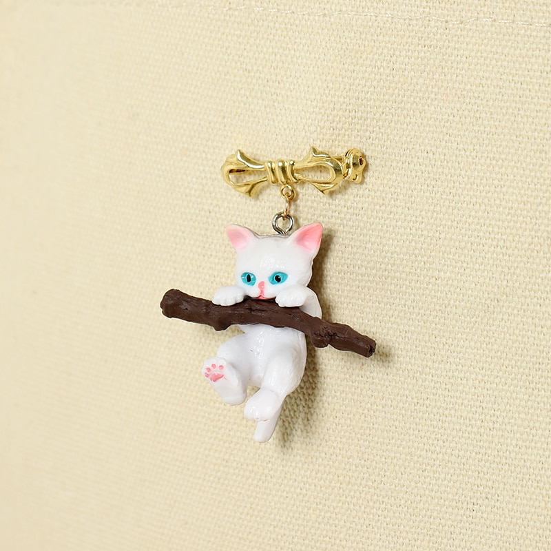 Ghim cài áo QIHE JEWELRY thiết kế mèo 3D dễ thương