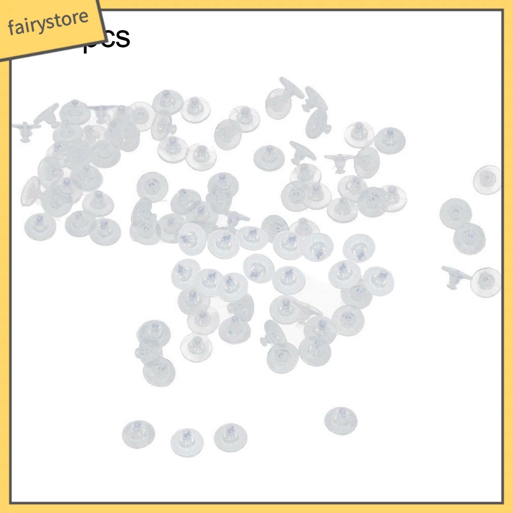 Set 100 nút chặn khuyên tai làm từ silicon không độc hại trong suốt tiện dụng