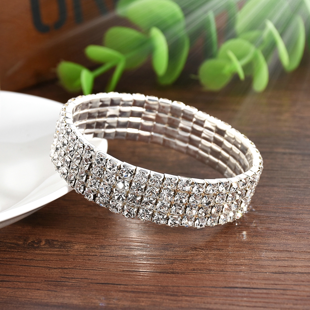 Vòng đeo tay co giãn đính đá nhân tạo sang trọng thời thượng dành cho nữ
