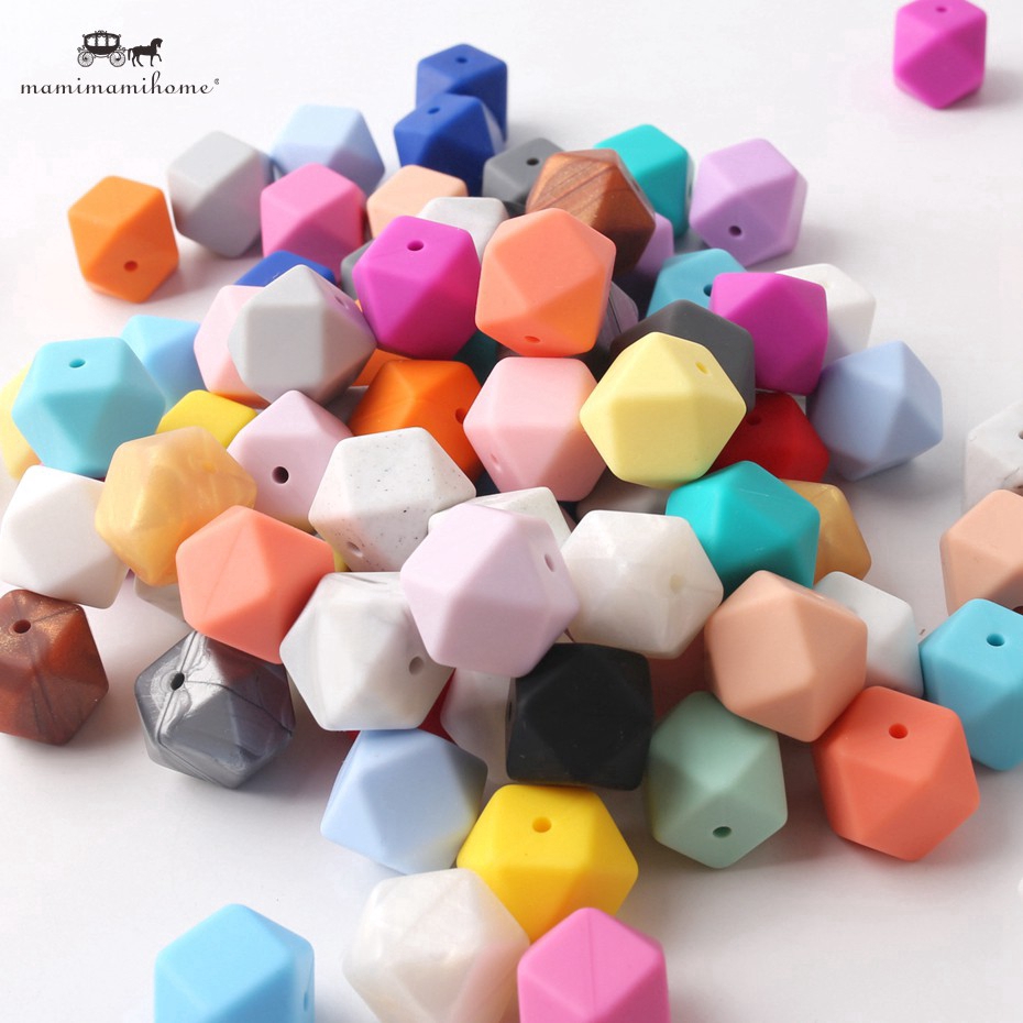 Set 20 hạt làm dây gắn gặm nướu và ti Mamimamihome nhiều màu làm từ silicon thủ công thoải mái dành cho bé 17mm