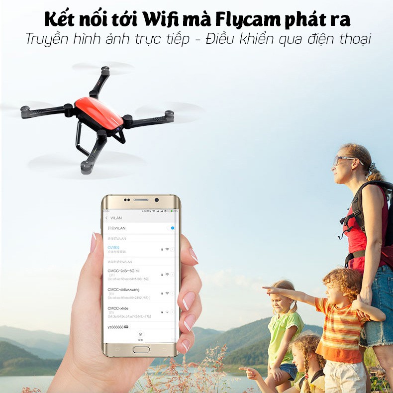 Máy bay gấp gọn Flycam SkyHunter X9 quay phim chụp ảnh full-HD 1080p pin 1200mAh xem trực tiếp trên điện thoại