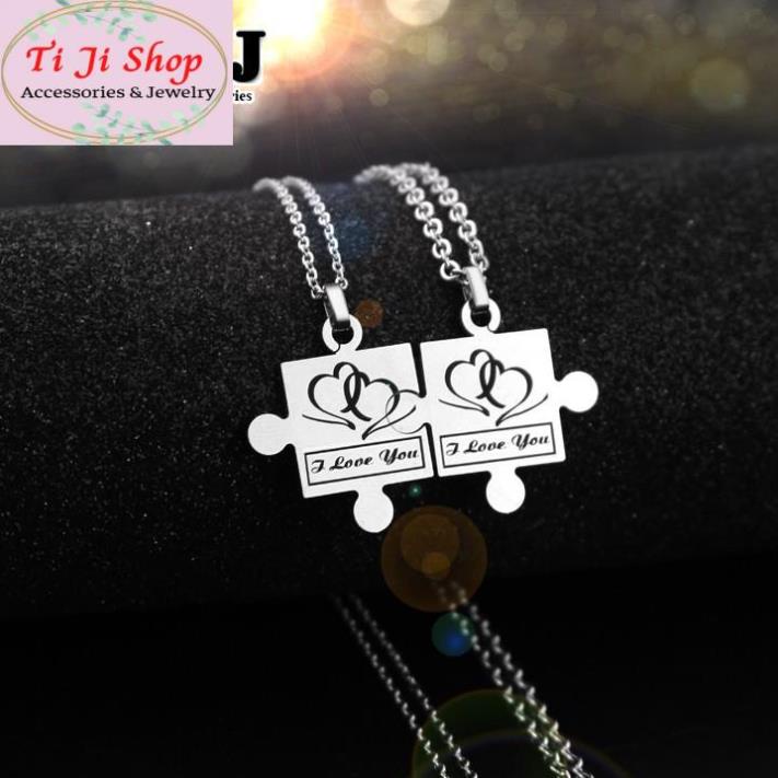 DÂY CHUYỀN CẶP ĐÔI MẢNH GHÉP I LOVE YOU MC258 - siêu đẹp chuẩn thời trang