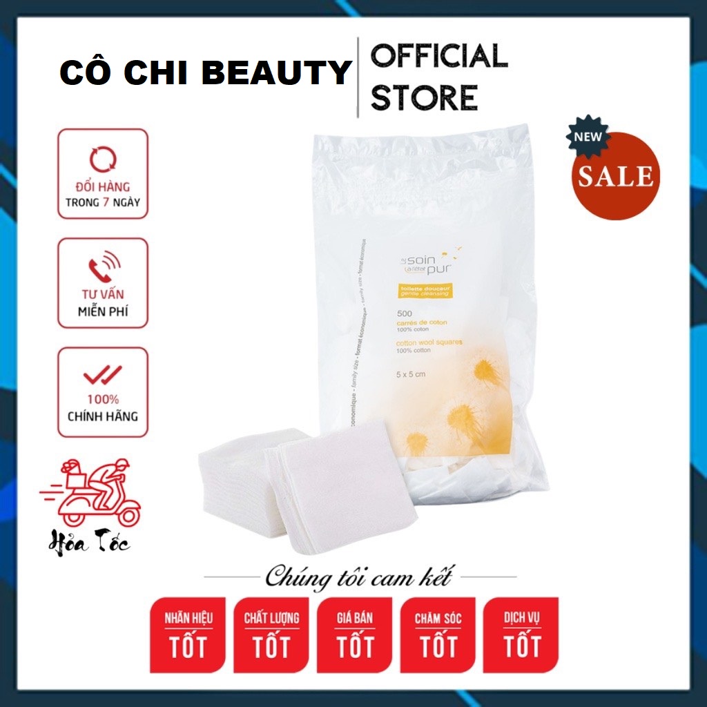 Bông tẩy trang Soin Pur Te tra Pháp 500/600 miếng